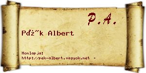 Pék Albert névjegykártya